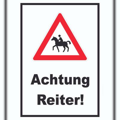 HB-Druck Achtung Reiter Schild A6 (105x148mm)