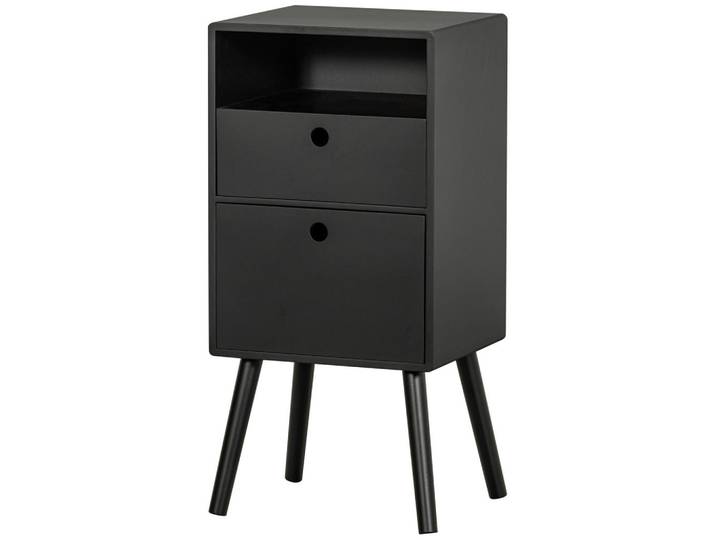 Livetastic Nachttisch Ozzy, Schwarz, 2 Schublade(n) Schubladen, rechteckig, Rundrohr, 30x75x36 cm, Schlafzimmer, Nachttische