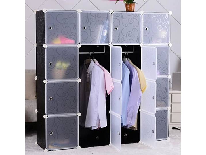Étagère DIY - YRHOME - Armoire modulable - 16 boîtes - Résine PP - 140x35x140 cm