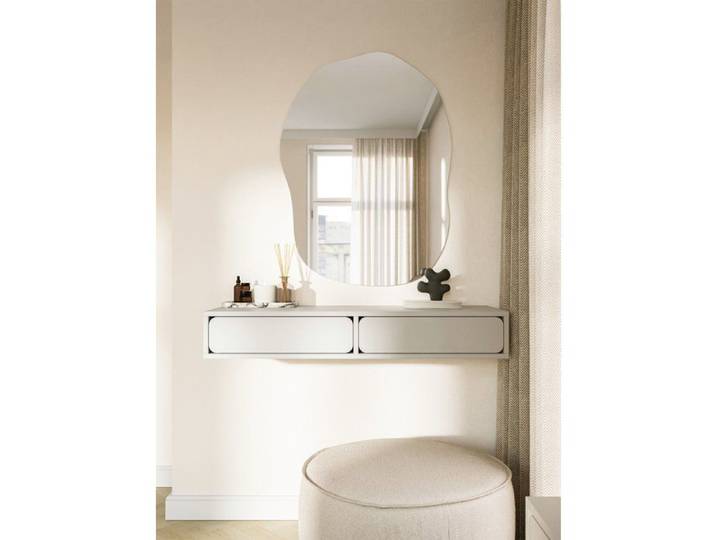 Coiffeuse - WUWU - 110 cm - suspendu - avec 2 tiroirs - grège
