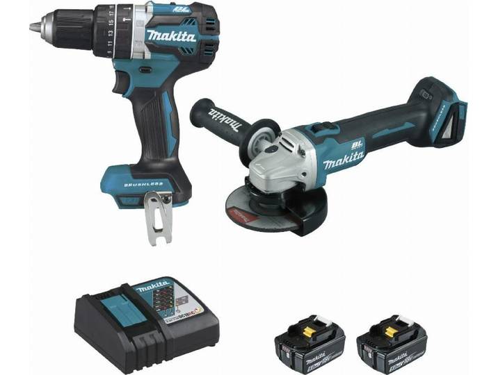 Pack 2 outils MAKITA DLX2210TJ1 (DGA506+DHP484+BL1850×2+DC18RC+MAK2&3)