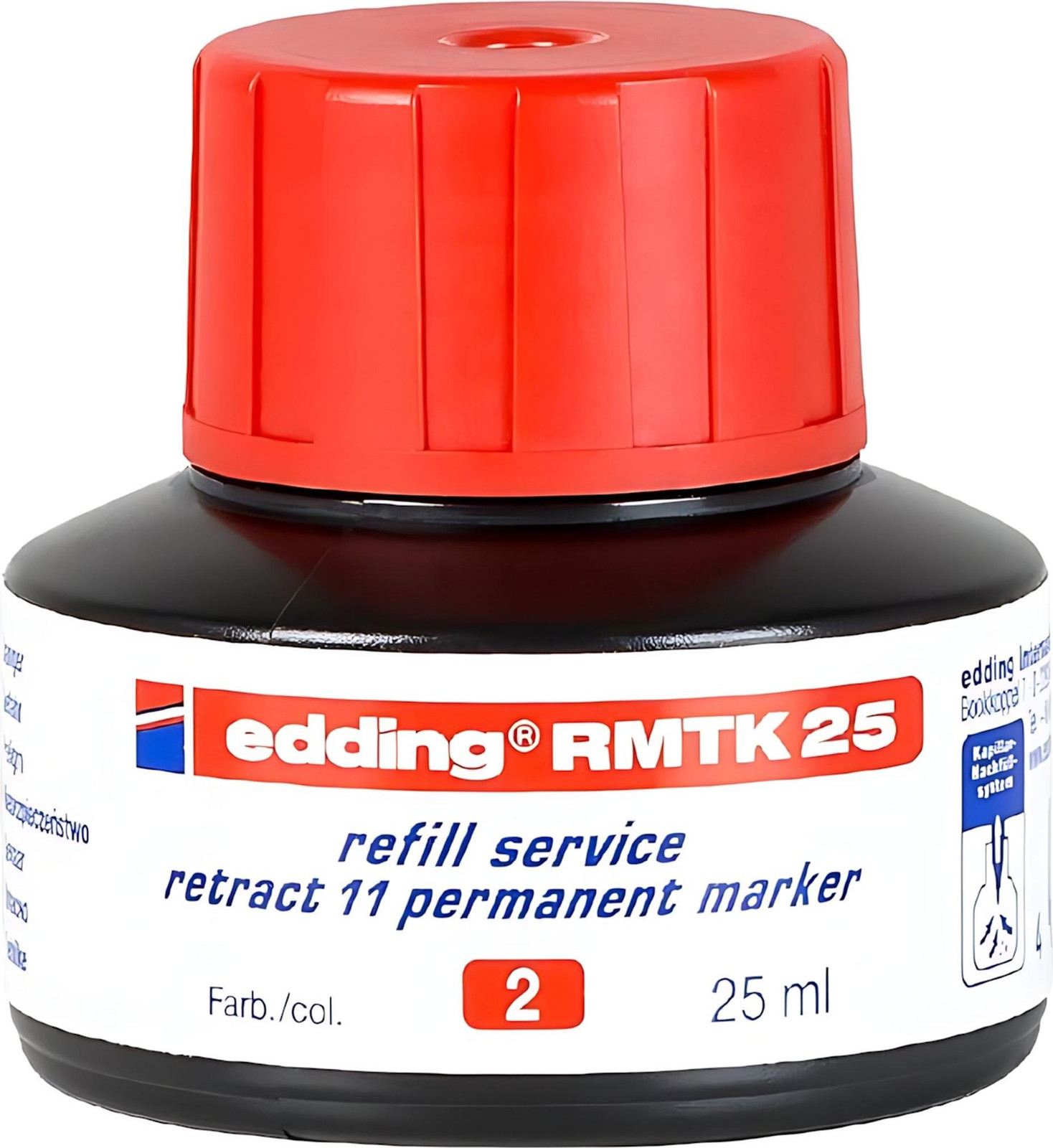 Edding RMTK 25 Navulinkt Rood 25 ml voor de Edding Permanent Marker Retract 11