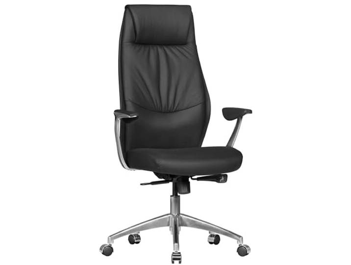 AMSTYLE Bürostuhl Echtleder Schwarz X-XL, Synchronmechanik bis 120 kg