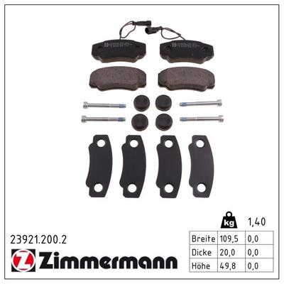 ZIMMERMANN Bremsbelagsatz, Scheibenbremse 23921.200.2 Hinterachse für NISSAN RENAULT TRUCKS