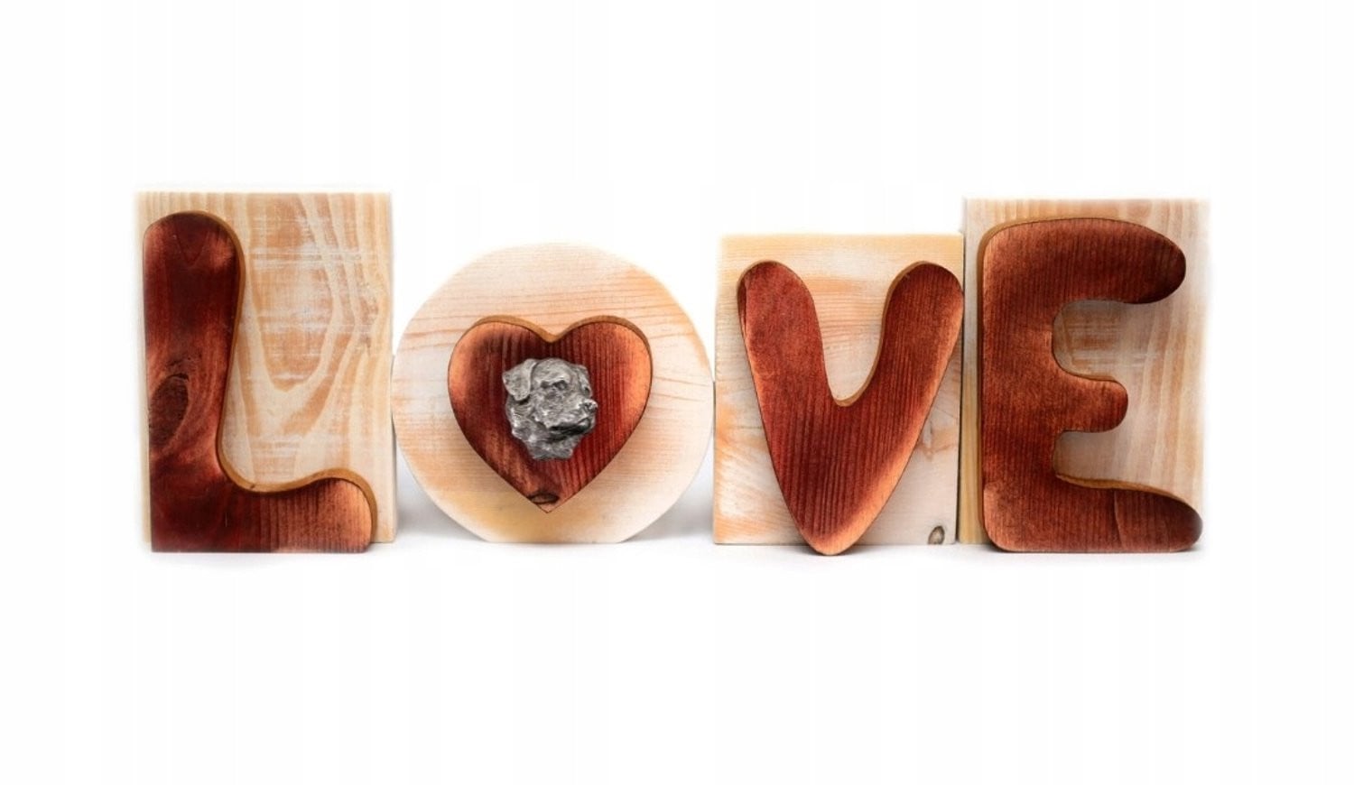 Houten LOVE tekst met Rottweiler decoratie voor interieurdecoratie