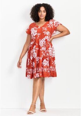Plus Size Women's Unwind Tiers Dress by Avenue in Camellia (Size 16)