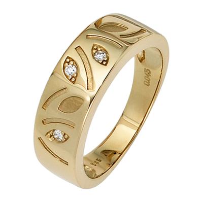 Diamantring JOBO Gr. 54, gelb (gelbgold 585), Fingerringe, Damen, 54, SI = kleine Einschlüsse, Diamanten Gelbgold 585, Diamanten, Gelbgold 585, Diamantring, 585 Gold mit 3 Diamanten