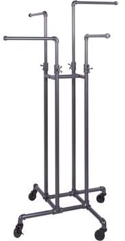 Clothing Rack Econoco - Heavy Duty Pipeline Adjustable, 4 Way Rack, Plumbing Pipe Clothes Rack, Anthracite Grey