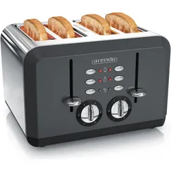 Arendo Edelstahl Toaster 4 Scheiben, Automatik, Edelstahl, Wärmeisolierendes Doppelwandgehäuse, grau, Toaster, Grau