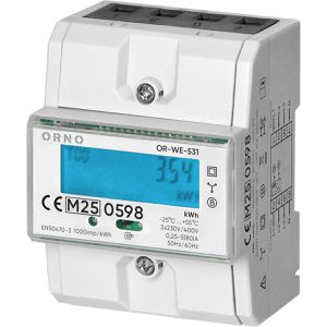 Orno Stromzähler OR-WE-531, digital, MID geeicht, Drehstromzähler, 3-phasig, für Hutschiene