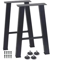 BERLINTABLES Premium Tischgestell 2 Stück Set 41cm Schwaz massiv Stahl | Tischbeine Industrial design Metall Loft Tischfüße Büro/Schreibtisch/Esstisch