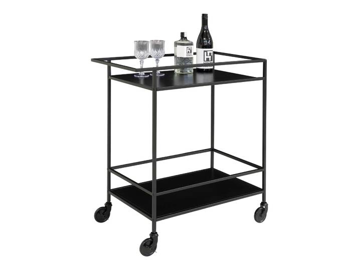 Servierwagen Quarto Metallgestell - Schwarz - Metall - Luxusbetten24
