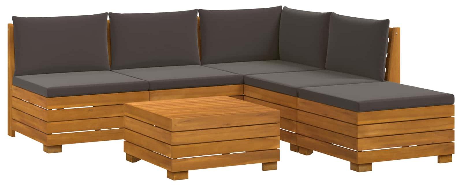 vidaXL 6 stk. Outdoor-Sofagarnitur Massivholz Akazie Braun