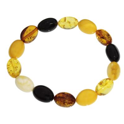 Armband OSTSEE-SCHMUCK "- Olive 12 x 8 mm - Bernstein -" Gr. 19, bunt (mehrfarbig), Armbänder, Damen, Bernstein, Armband