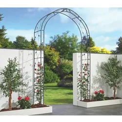 DELUKE Rosenbogen LINA Schwarz Stahl Gartenbogen Metall Rankhilfe Rosenhilfe