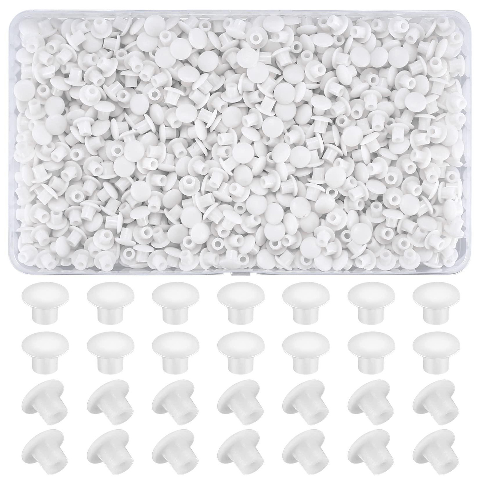 Selius 800 stuks plastic afdekpluggen voor boorgaten, 5 mm, wit