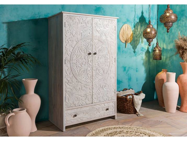 Kleiderschrank Mango 108x64x180 weiß geölt KASHMIR #106