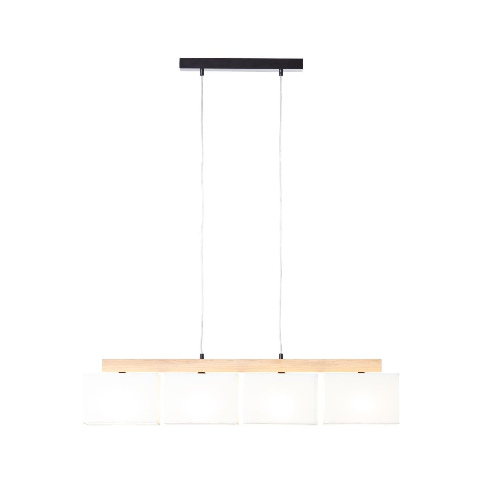 BRILLIANT Lampe, Rayan Pendelleuchte 4flg eiche geölt/weiß, 4x A60, E27, 25W, Holz aus nachhaltiger Waldwirtschaft (FSC)