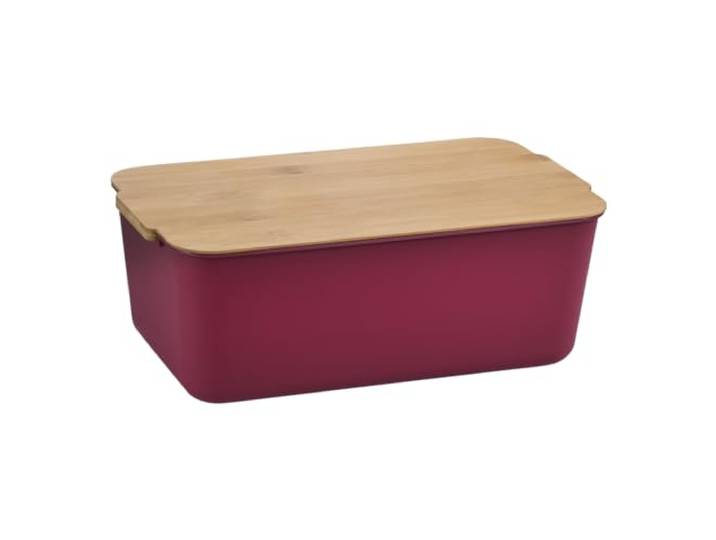 KESPER Brotbox mit Bambus-Schneidebrett, PP-Kunststoff, beere 58453 Abnehmbarer Bambusdeckel als beidseitig nutzbares Schneidebrett