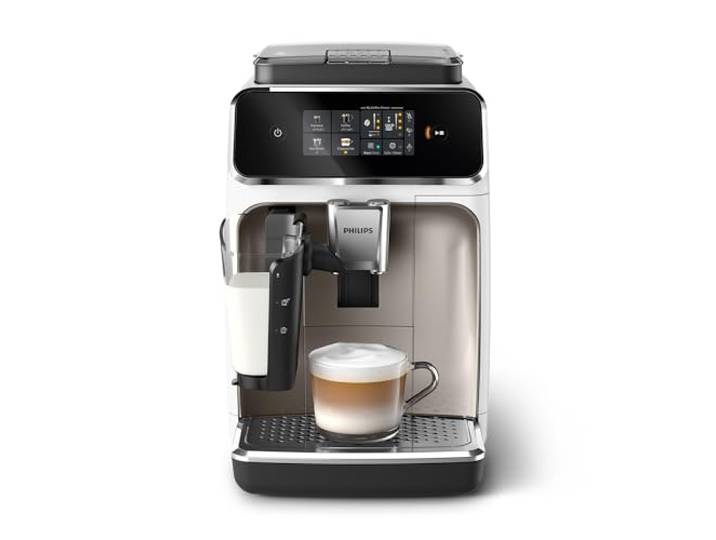 PHILIPS Kaffeevollautomat LatteGo 2300 Serie, Weiß, 4 Spezialitäten Espressomaschine, LatteGo Milchsystem, einfache Reinigung, SilentBrew, Farb-Touch-Display, Keramikmahlwerk (EP2333/40)
