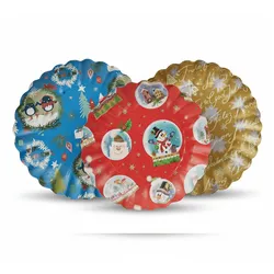 VEPATIM 50 Gebäckschalen Plätzchenschalen für Weihnachtsgebäck Pappe Ø 23 cm verschiedene Motive