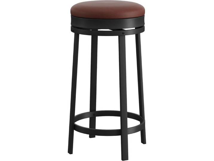 4 pcs Tabourets de bar - rond - chaise de bar pivotant - Cadre en métal - pour cuisine bar - Marron