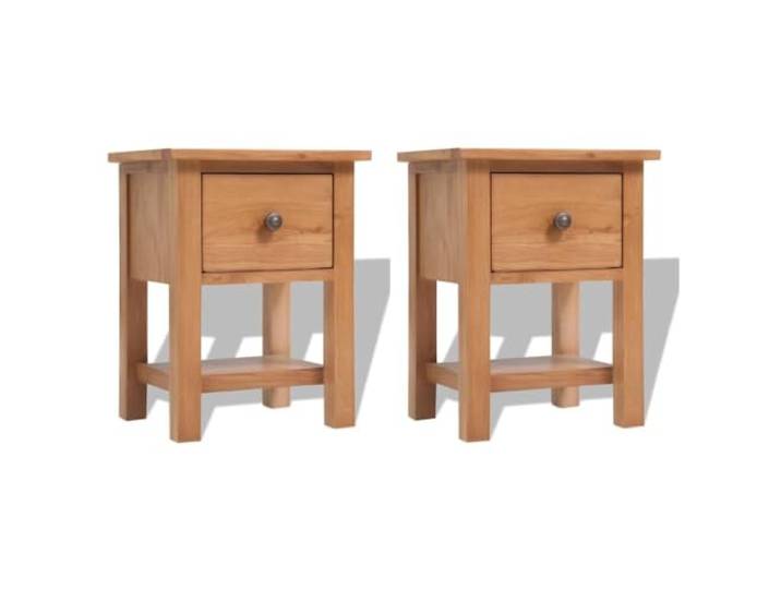 fsahslih 2er Set Nachttisch Eiche Massivholz 36x30x47 cm Kompakte Beistelltische für das Schlafzimmer mit praktischer Schublade und Ablagefach für ordentliche Aufbewahrung.