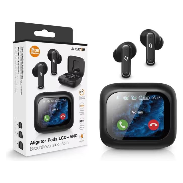 Aligator Bluetooth-Kopfhörer Pods LCD + ANC / schwarz (ANC, Kabellos) (TWS07)