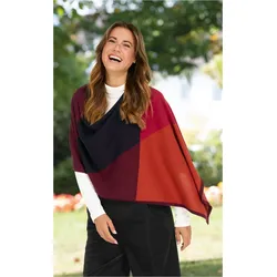 Baumwoll-Mix-Poncho in Muster weinrot in Größe 48-54 von DW-Shop, Weinrot, 48-54