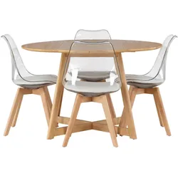 Ebuy24, Essgruppe, Yakidon Essgruppe Esstisch mit Auszug braun 4 Stühle Kunststoff Natur.