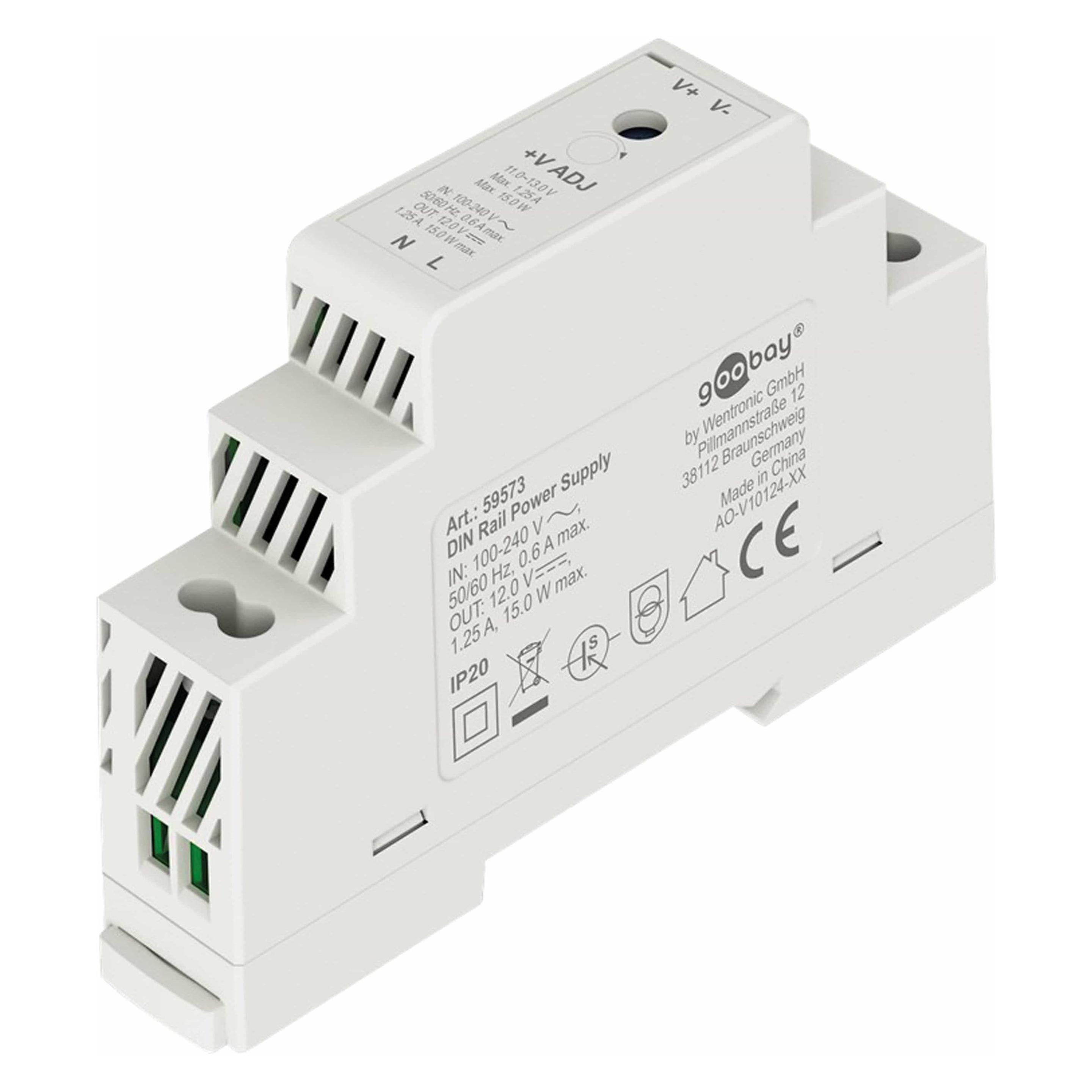 Goobay Hutschienen-Netzteil DIN-Rail 12 V, 1,25 A, 15 W (59573)