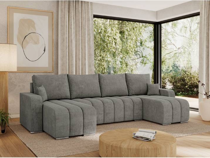 MKS MÖBEL Ecksofa KIRASSO U, Set, Bonellfedern, lose Kissen, Couch U-form, Ecksofa U-Form, Metallbeine, Bettkasten, Schlafsofa