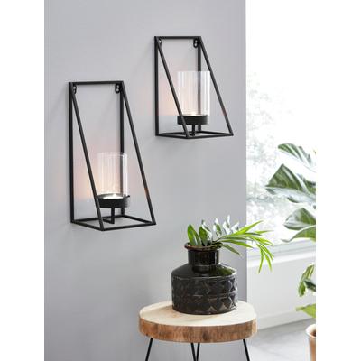 Wandkerzenhalter OTTO HOME "Industrial Candleholder", schwarz, B:17cm H:30,5cm T:17cm, Metall, Kerzenhalter, Industrial, modern, Metall, schwarz