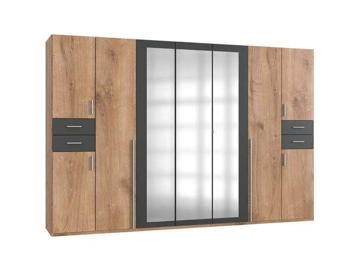 Kleiderschrank Vasquez Plankeneiche/graphit Holzwerkstoff B 313 cm