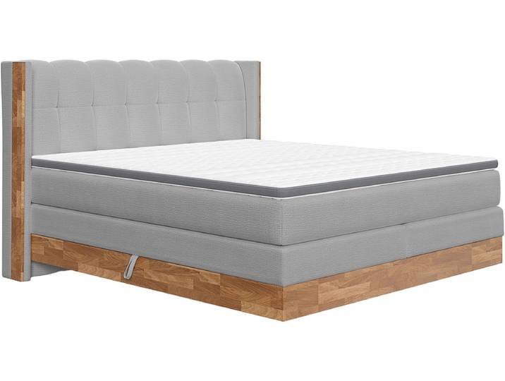 Boxspringbett MATTERHORN hellgrau 160x200cm weich / fest