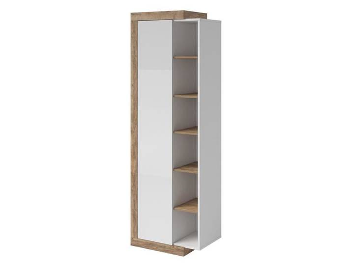 Vitrine design chêne et blanc brillant - PRICE FACTORY - Collection SINATRA - 1 porte - 200 cm