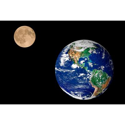 Fototapete PAPERMOON "Earth and Moon", bunt, B:2m L:1,49m, Vlies, Tapeten