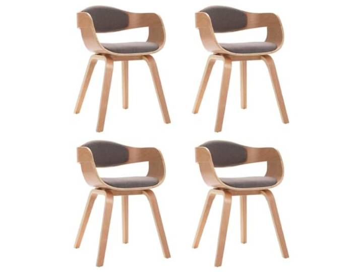 HKLGBVCR 4 Essstühle, gebogenes Holz und Stoff, Taupe Gepolsterte Sitzfläche, weicher Stoff, gebogener Holzrahmen, ergonomisches Design, max. 110 kg
