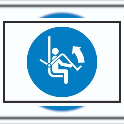 HB-Druck Sicherheitsbügel des Sessellifts öffnen Symbol Schild A0 (841x1189mm)