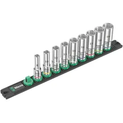 Wera Nuss-Magnetleiste B Deep 1 Steckschlüsseleinsatz-Satz, 3/8"-Antrieb, 9-teilig - 05005440001