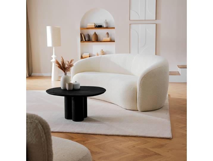 Canapé 3 places OSANE Blanc Tissu Bouclé Panju 207 x 80 x 106cm Scandi