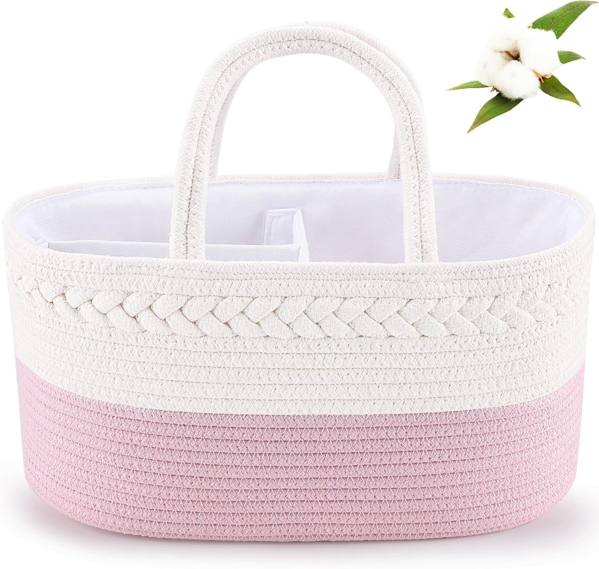 Baby luier caddy en kinderkamer opbergmand van katoenen touw voor luiers en doekjes