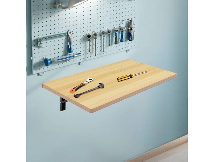 Établi pliant mural, 31.9x17.9x9.8 pouces, établi en planche de bois, capacité de charge de 550lb, pour chambre à coucher, cuisine, étudiants RV