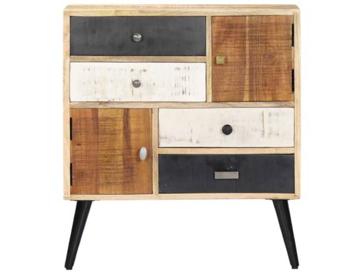 Sideboard 70x30x78 cm Mango-Massivholz Mangoholz,4 Schubladen,2 Türen,braune oder goldene Streifen,feuchtes Tuch