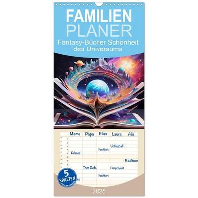 Familienplaner 2026 - Fantasy-Bücher Schönheit des Universums mit 5 Spalten (Wandkalender, 21 x 45 cm) CALVENDO