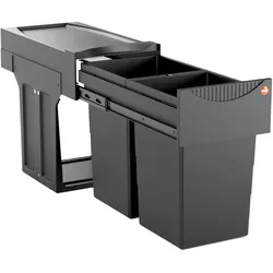 Hailo Einbau-Mülltrenner Tandem 3666851 für Drehtüren, Black Edition, Abfalleimer, Schwarz