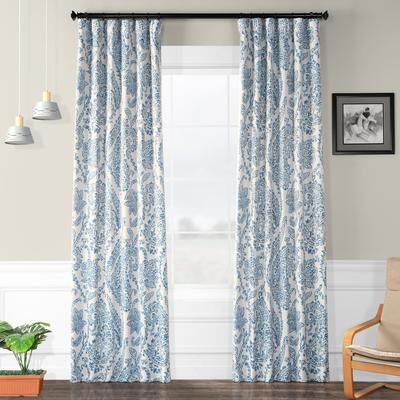 Exclusive Fabrics Tea Time Floral Room Darkening Curtain (2 Panels)