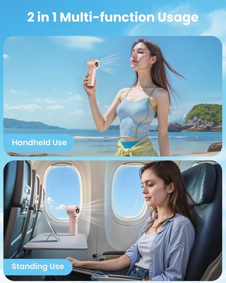 Gaiatop Draagbare Handheld Turbo-ventilator met 1-100 Instelbare Snelheden en 4800 mAh USB Oplaadbare Accu
