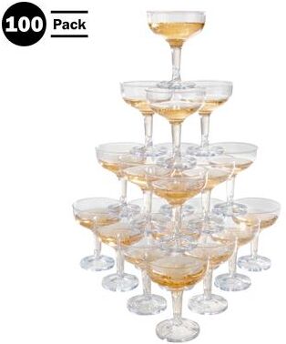 100-Pack 5-oz Plastic Champagne Glasses, Reusable or Disposable by Lavish Home