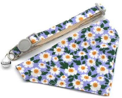 Uplift Essentials Little Daisy Floral Pet Bandana Collar With Safety Breakaway Buckle blue